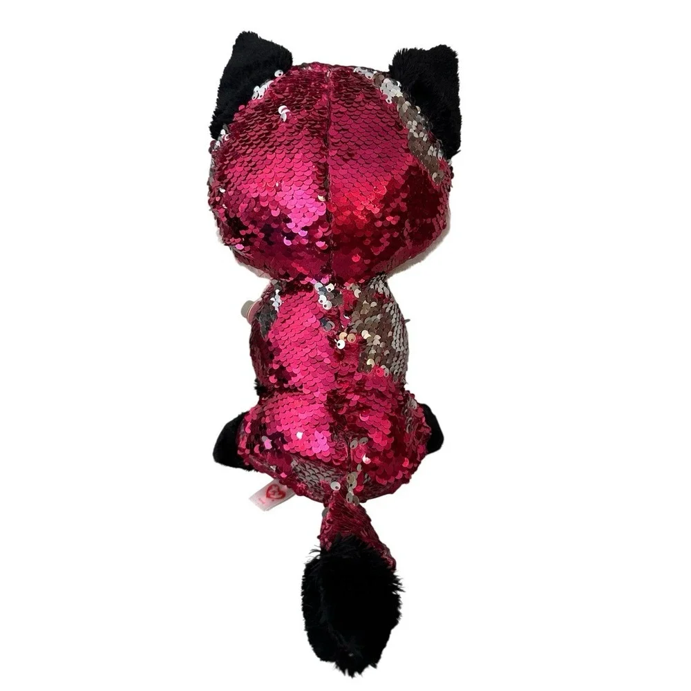 Ty Flippables Jewel Fox Plush Sequin Stuffed Animal 11 Inch New Pink Silver